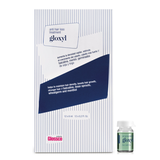 Ampulės nuo plaukų slinkimo Glossco 12x6ml, GLOXYL HAIR LOSS TREATMENT. 12x6ml AMPOULES