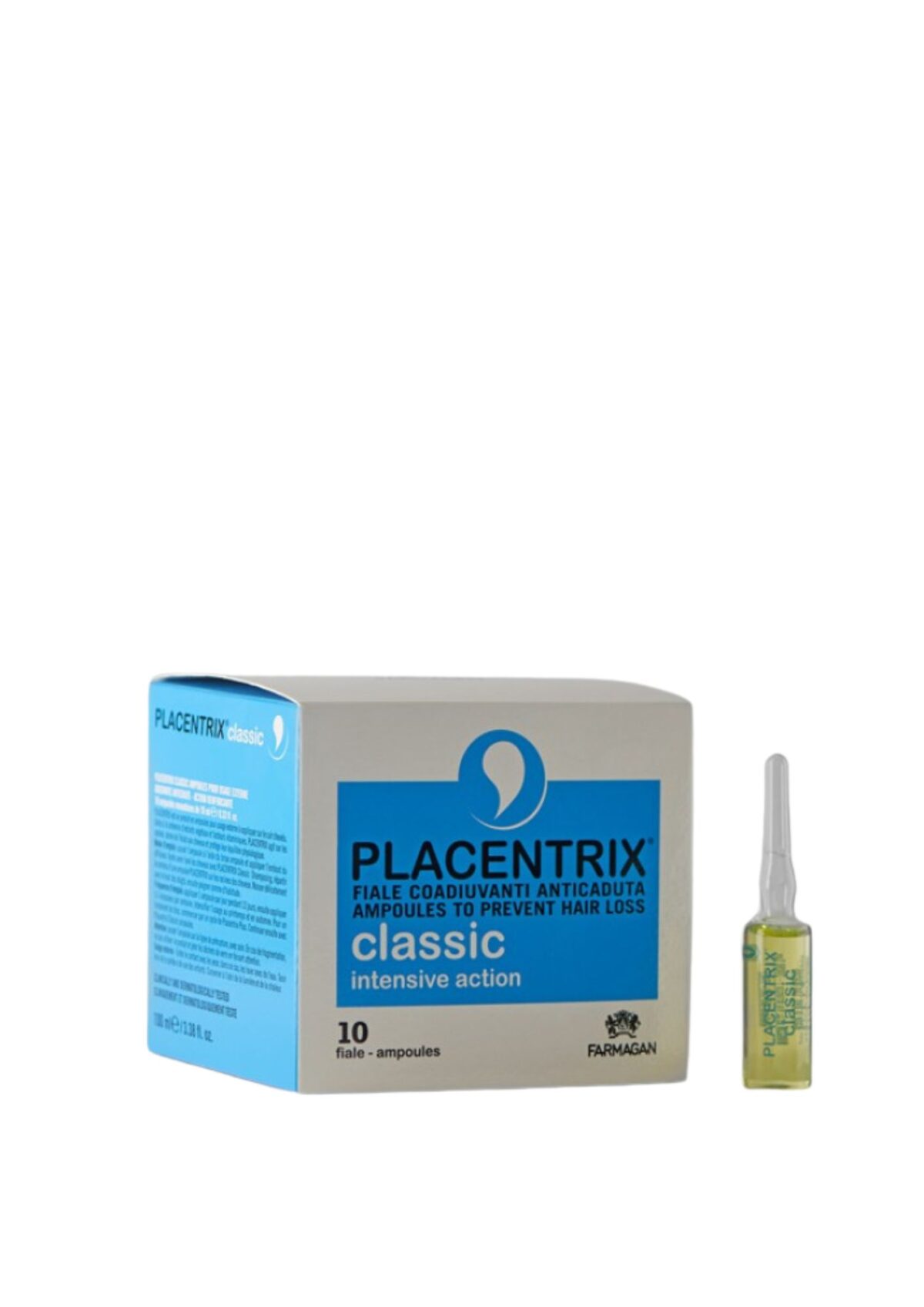 Ampulės nuo plaukų slinkimo PLACENTRIX CLASSIC 10X10 ml.